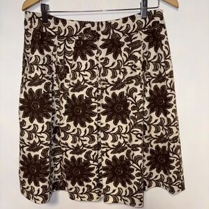 Talbots Women's Knee Length Skirt Size 10 brown lined  pleated floral